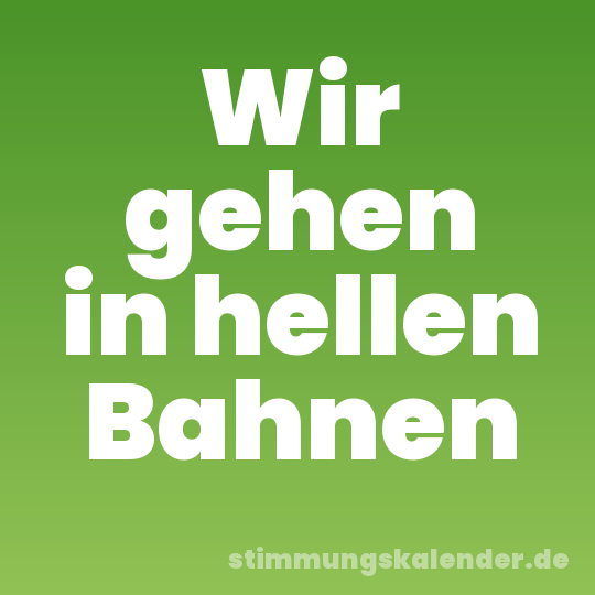 Wir gehen in hellen Bahnen