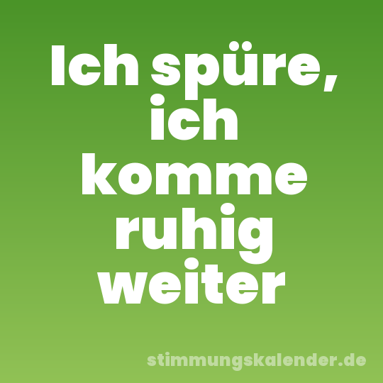 Ich spüre, ich komme ruhig weiter