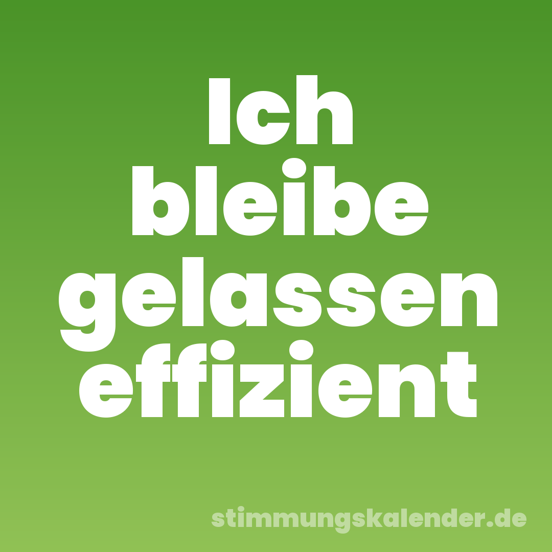 Ich bleibe gelassen effizient