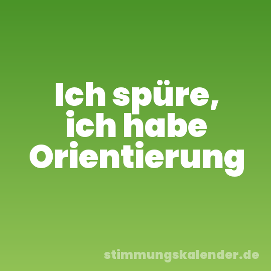 Ich spüre, ich habe Orientierung