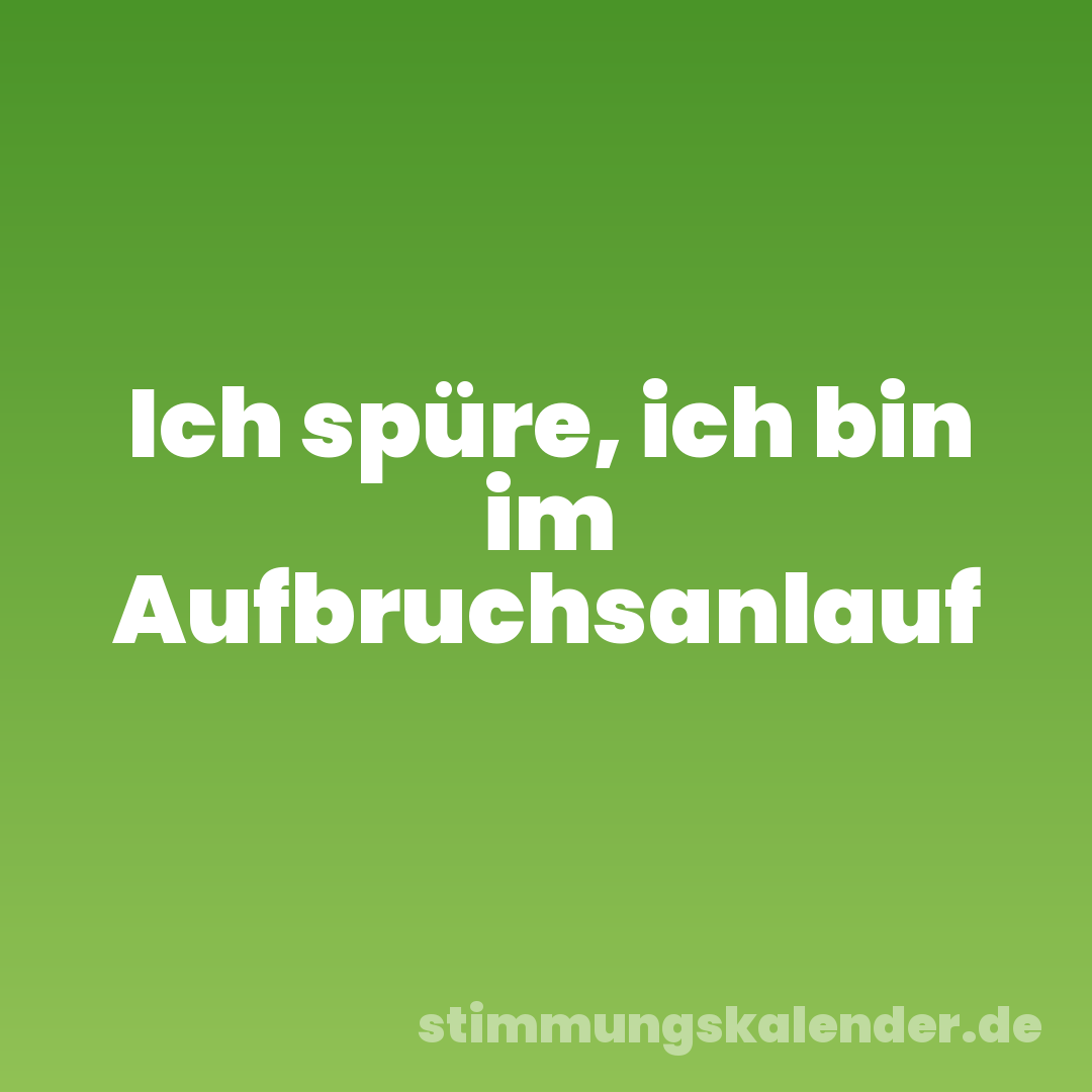 Ich spüre, ich bin im Aufbruchsanlauf