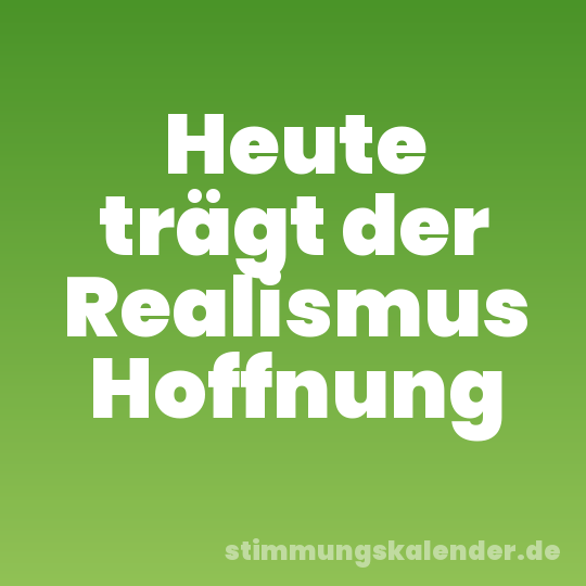 Heute trägt der Realismus Hoffnung