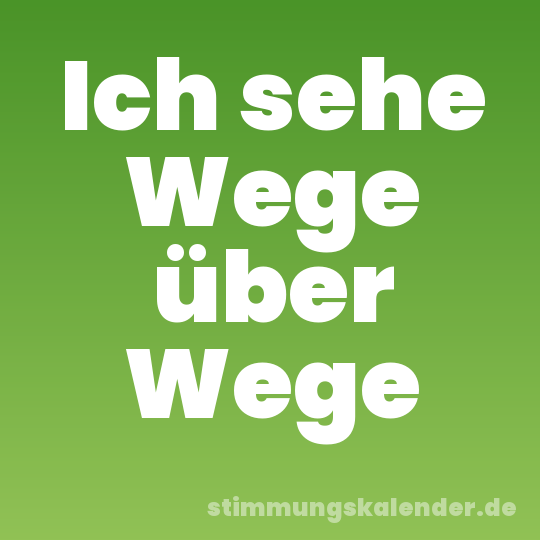 Ich sehe Wege über Wege