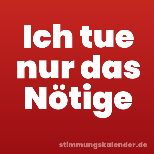 Ich tue nur das Nötige