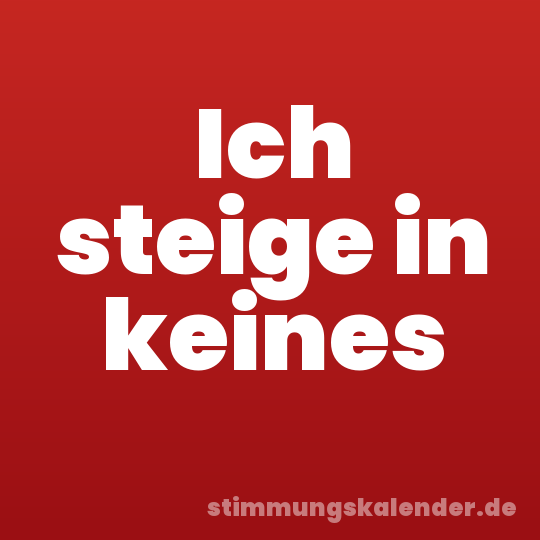 Ich steige in keines