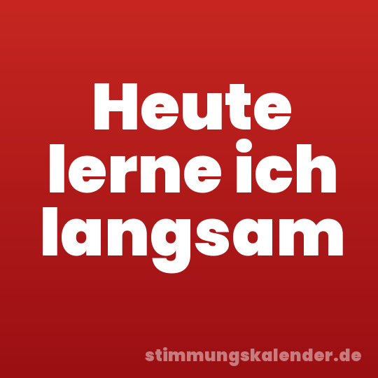 Heute lerne ich langsam