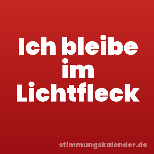 Ich bleibe im Lichtfleck
