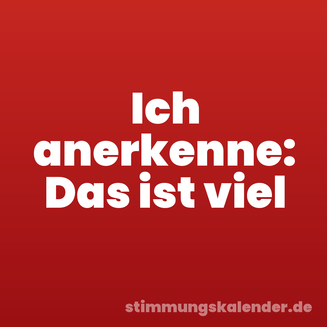 Ich anerkenne: Das ist viel