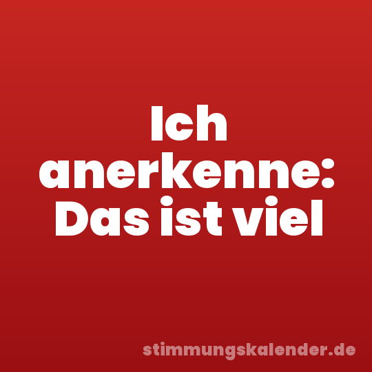 Ich anerkenne: Das ist viel