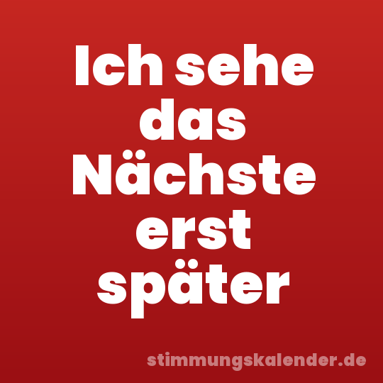 Ich sehe das Nächste erst später