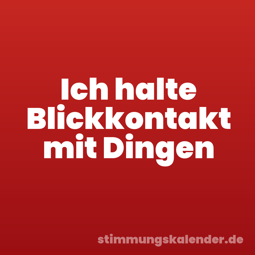 Ich halte Blickkontakt mit Dingen