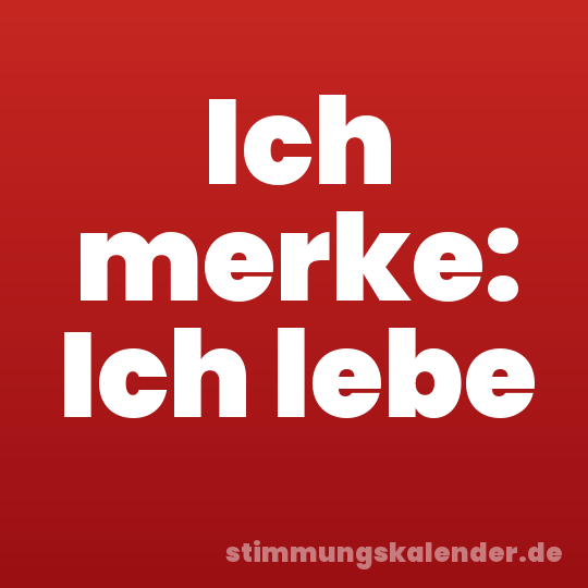 Ich merke: Ich lebe