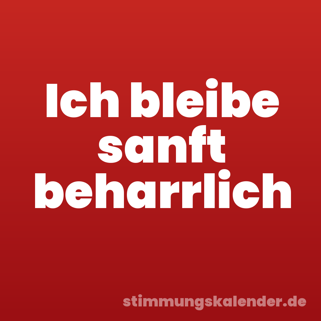 Ich bleibe sanft beharrlich