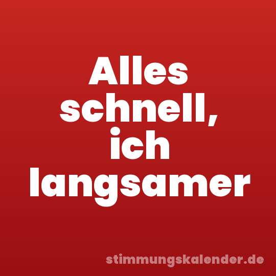 Alles schnell, ich langsamer