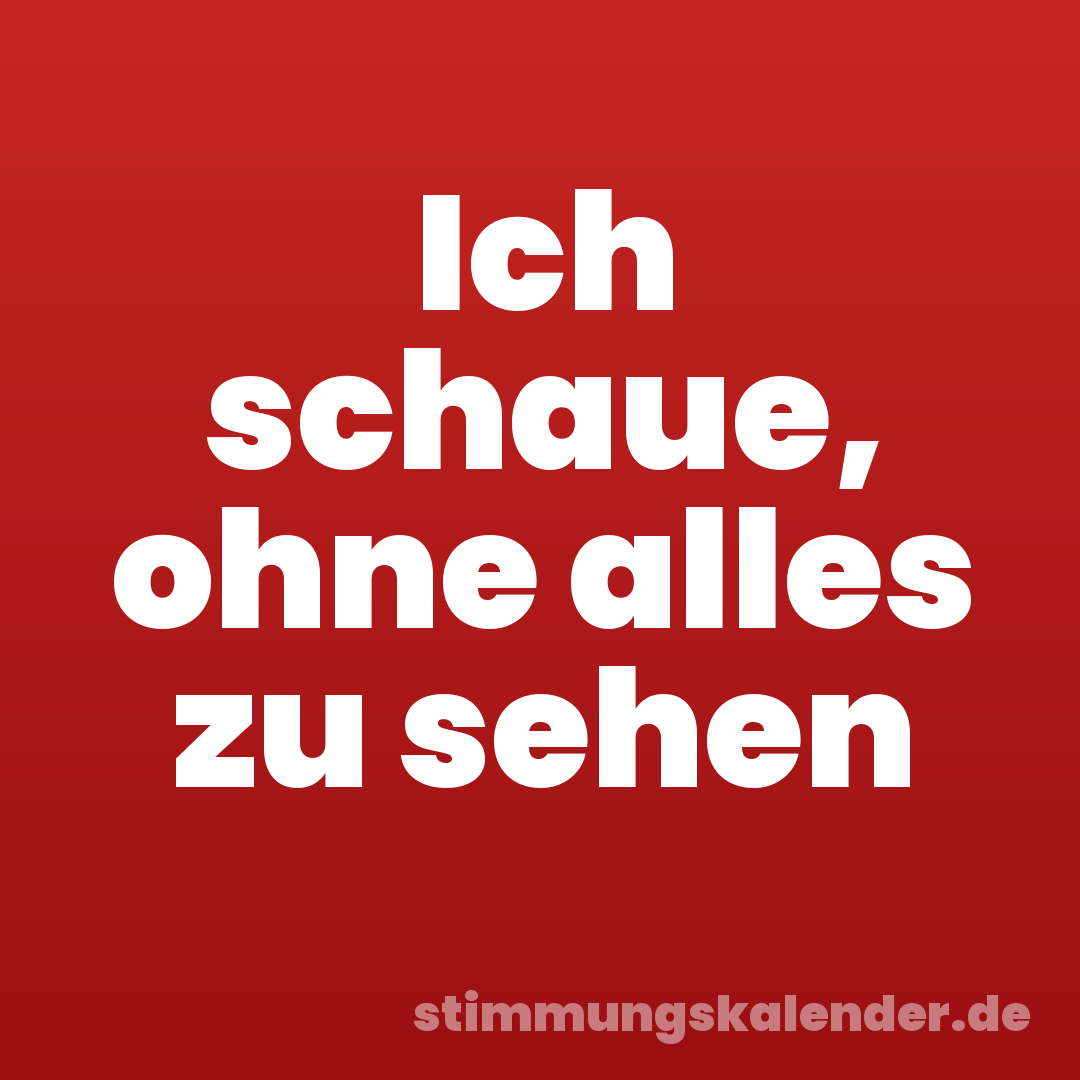 Ich schaue, ohne alles zu sehen