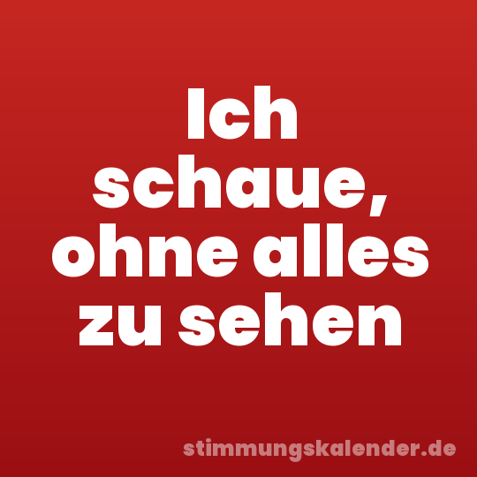 Ich schaue, ohne alles zu sehen