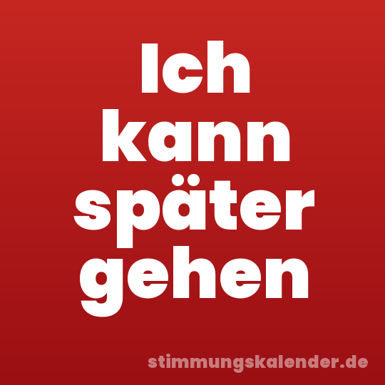 Ich kann später gehen