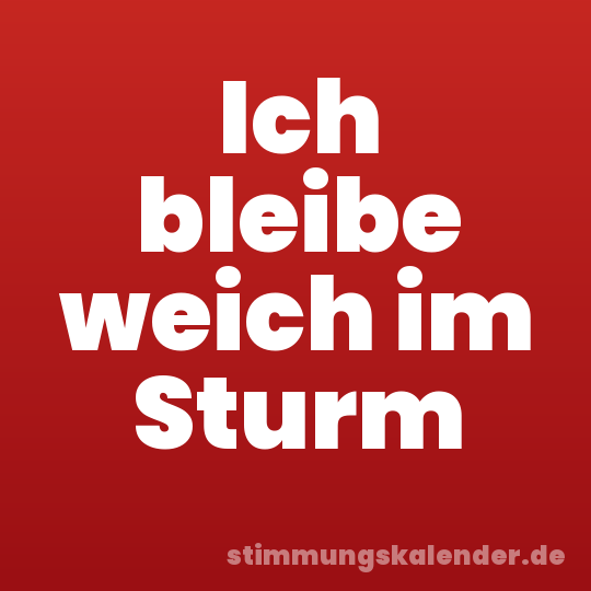 Ich bleibe weich im Sturm