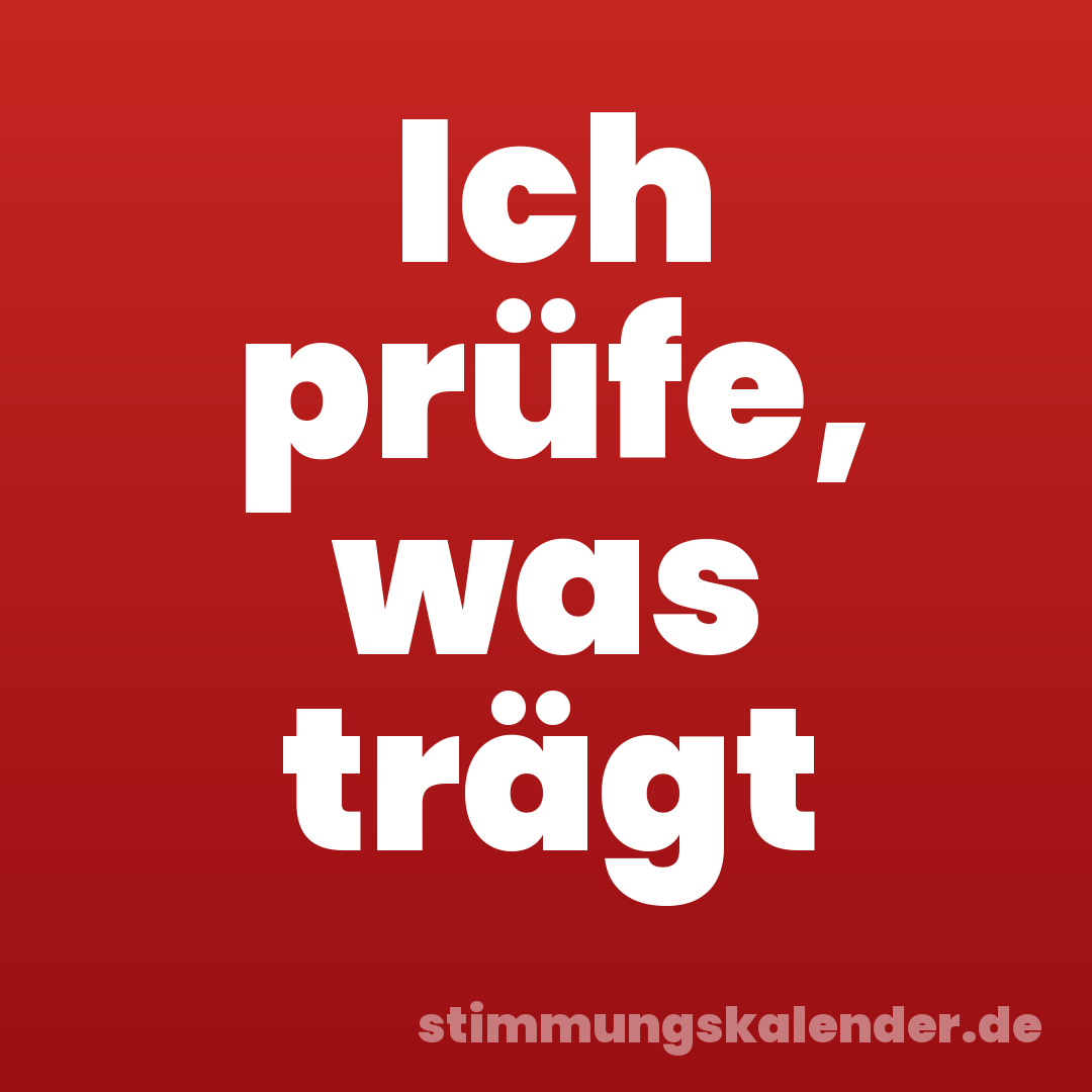 Ich prüfe, was trägt