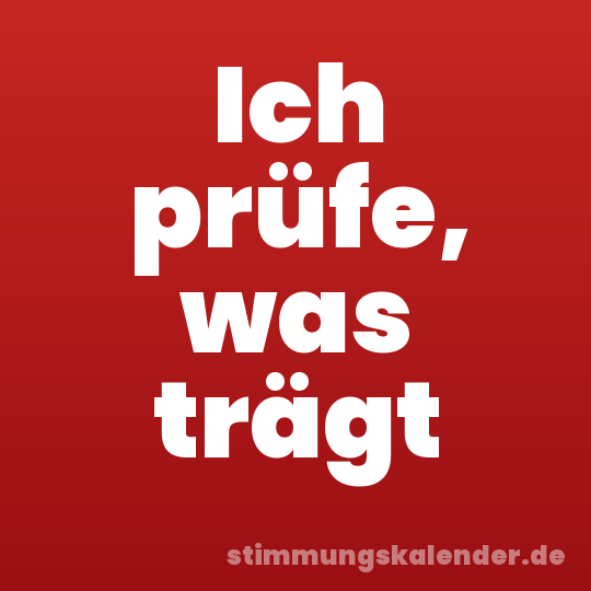 Ich prüfe, was trägt