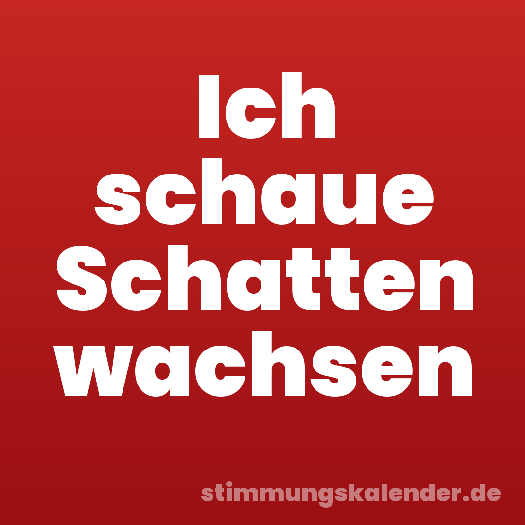 Ich schaue Schatten wachsen