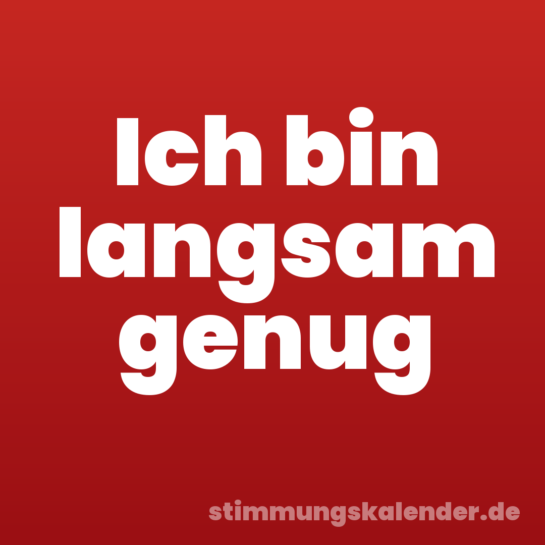 Ich bin langsam genug