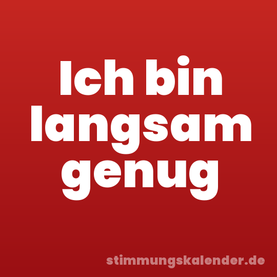 Ich bin langsam genug