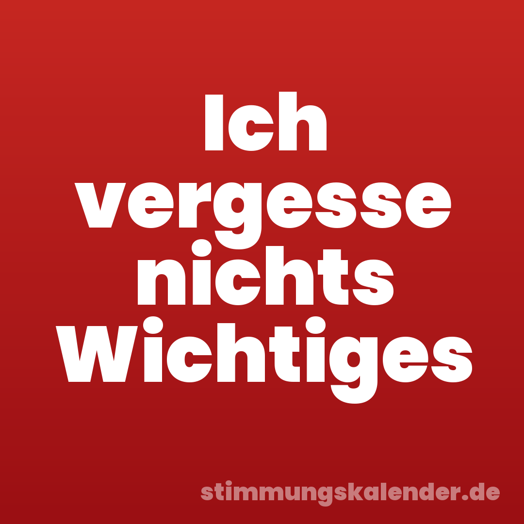 Ich vergesse nichts Wichtiges