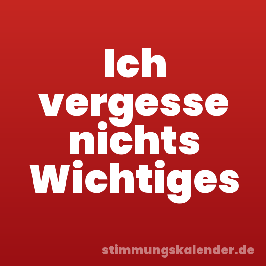 Ich vergesse nichts Wichtiges