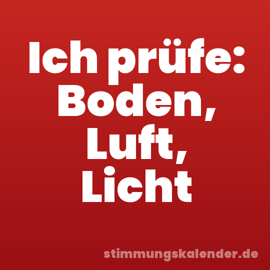 Ich prüfe: Boden, Luft, Licht
