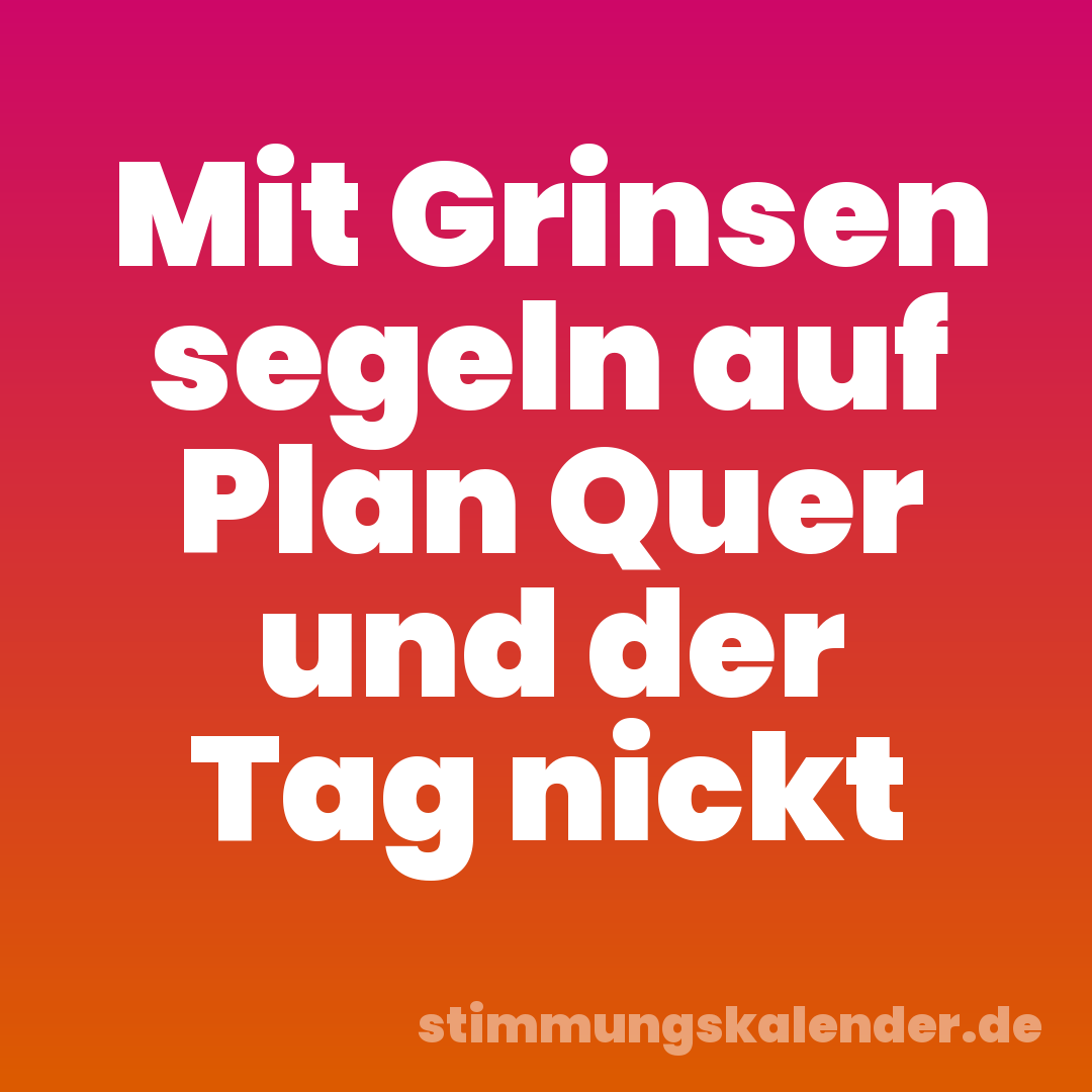 Mit Grinsen segeln auf Plan Quer und der Tag nickt