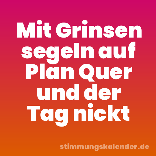 Mit Grinsen segeln auf Plan Quer und der Tag nickt