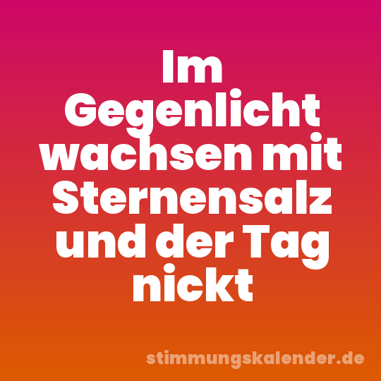 Im Gegenlicht wachsen mit Sternensalz und der Tag nickt