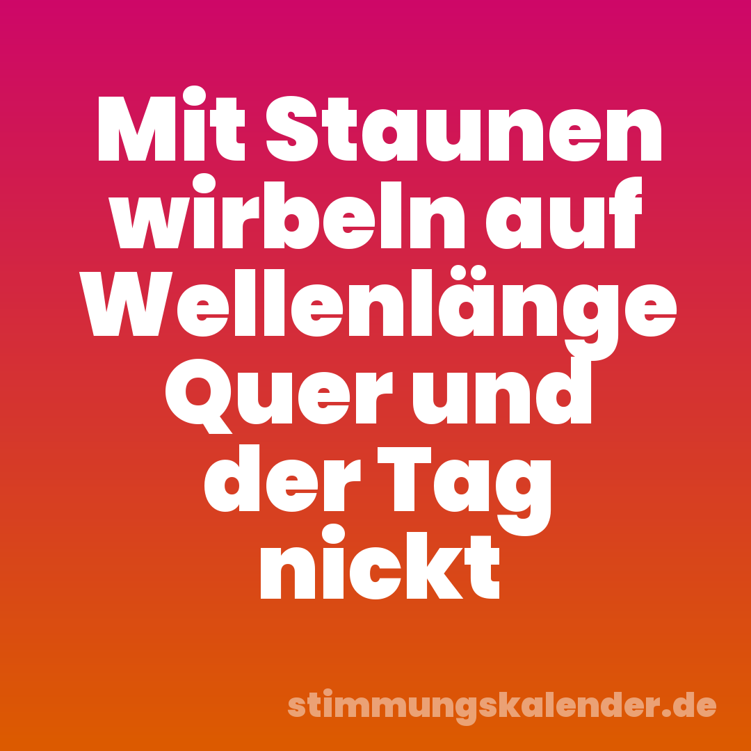Mit Staunen wirbeln auf Wellenlänge Quer und der Tag nickt