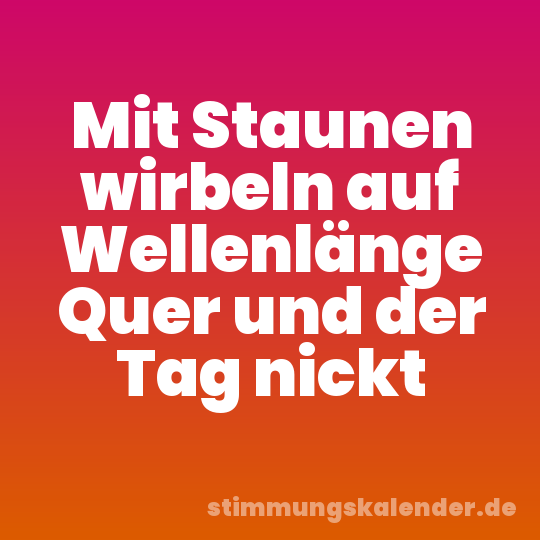 Mit Staunen wirbeln auf Wellenlänge Quer und der Tag nickt