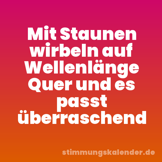 Mit Staunen wirbeln auf Wellenlänge Quer und es passt überraschend