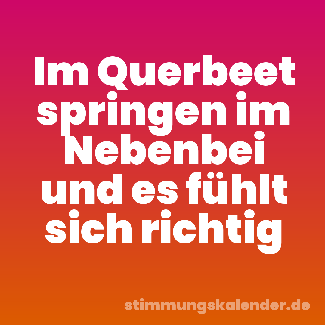 Im Querbeet springen im Nebenbei und es fühlt sich richtig