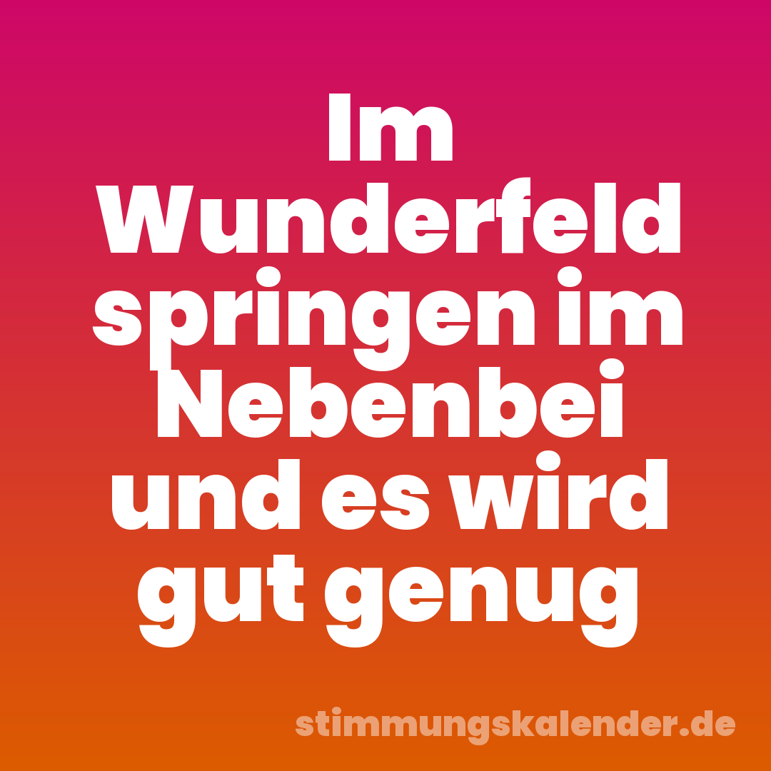 Im Wunderfeld springen im Nebenbei und es wird gut genug