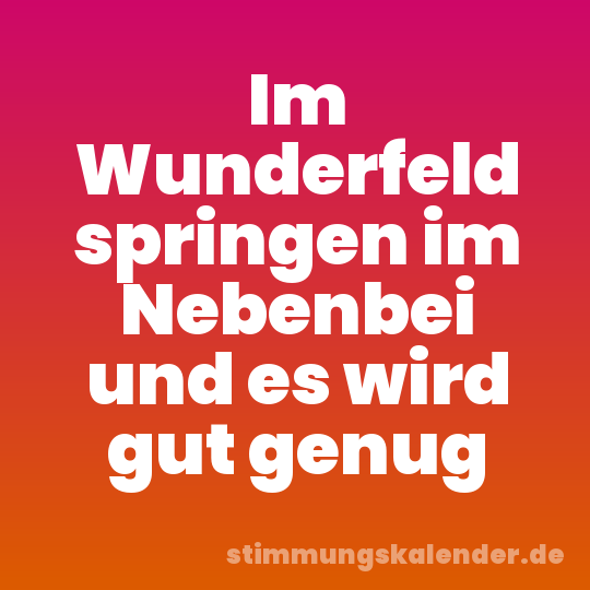 Im Wunderfeld springen im Nebenbei und es wird gut genug