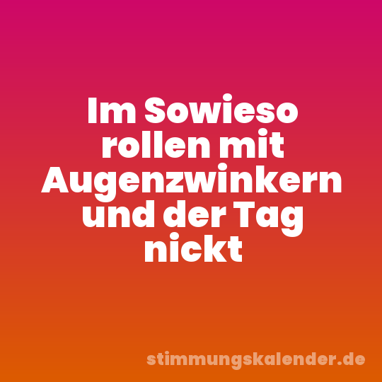 Im Sowieso rollen mit Augenzwinkern und der Tag nickt