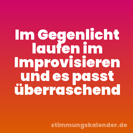 Im Gegenlicht laufen im Improvisieren und es passt überraschend