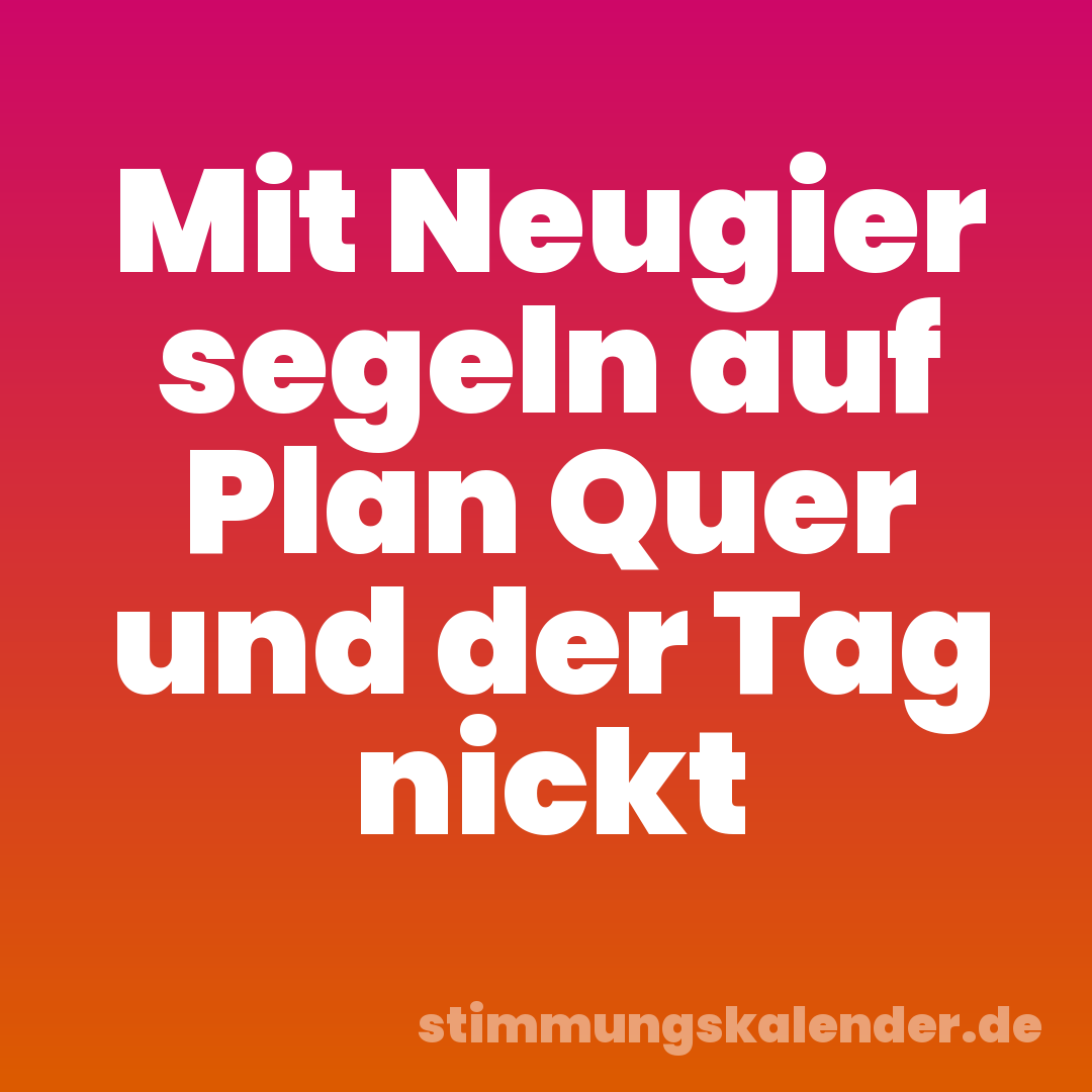 Mit Neugier segeln auf Plan Quer und der Tag nickt