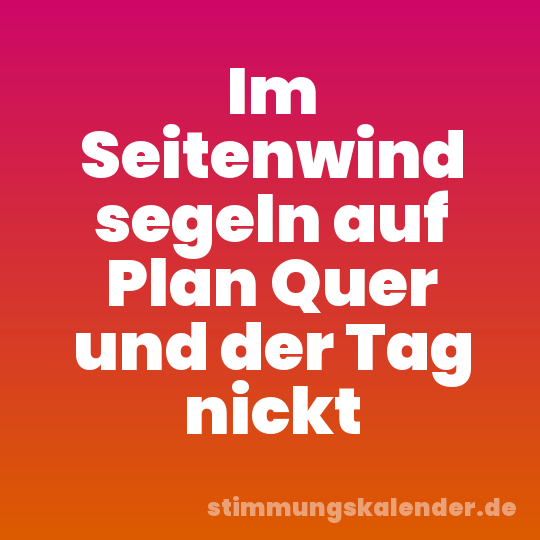 Im Seitenwind segeln auf Plan Quer und der Tag nickt