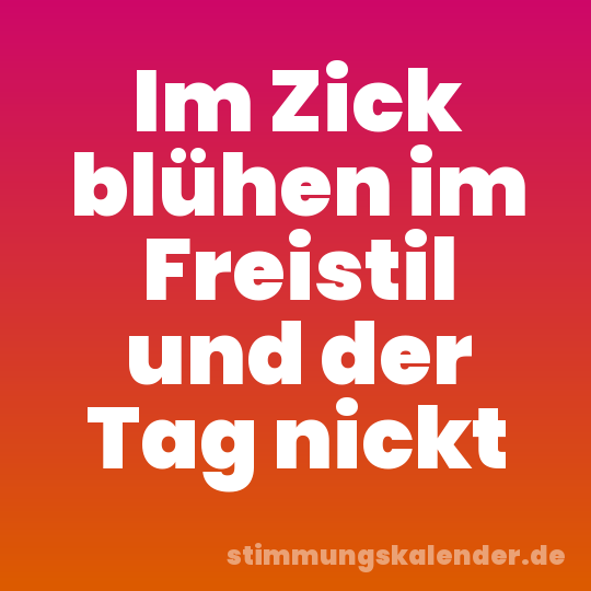Im Zick blühen im Freistil und der Tag nickt
