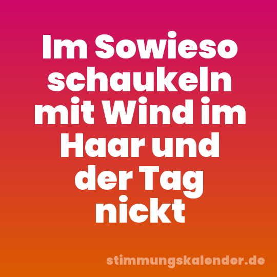Im Sowieso schaukeln mit Wind im Haar und der Tag nickt