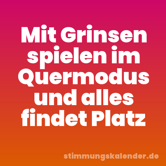 Mit Grinsen spielen im Quermodus und alles findet Platz