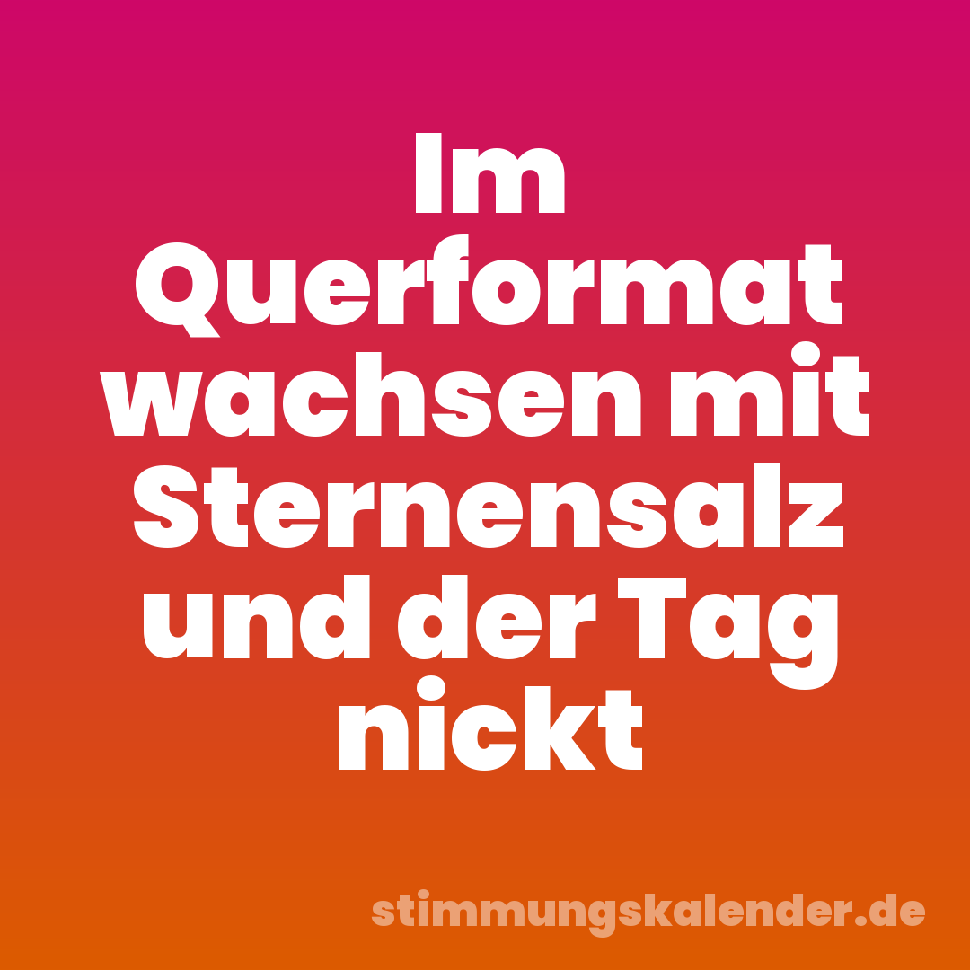 Im Querformat wachsen mit Sternensalz und der Tag nickt