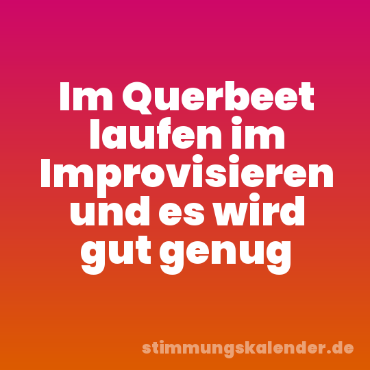 Im Querbeet laufen im Improvisieren und es wird gut genug