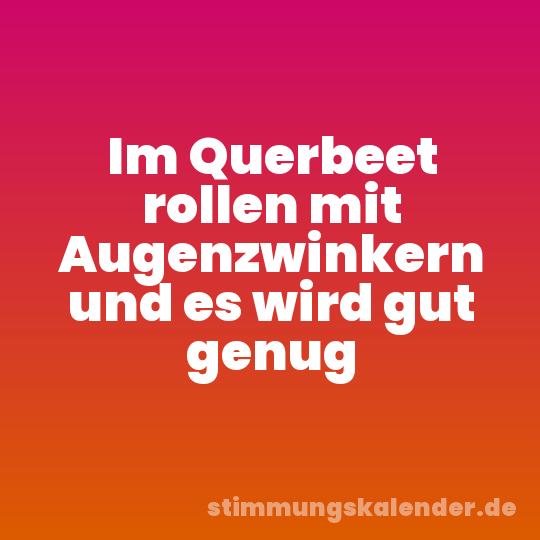 Im Querbeet rollen mit Augenzwinkern und es wird gut genug