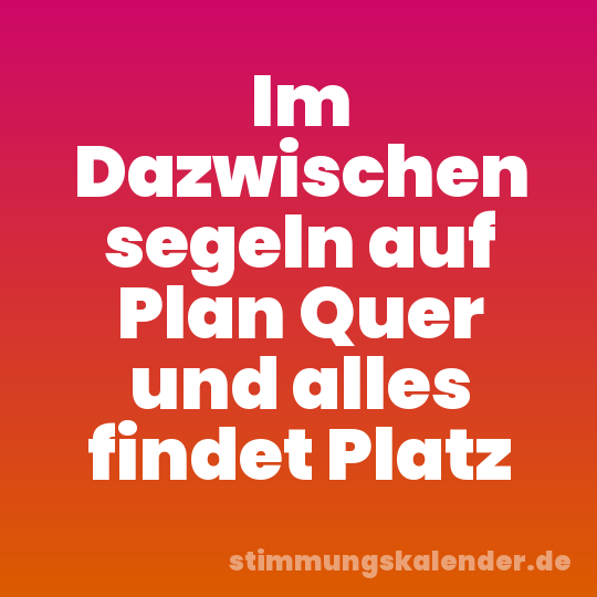 Im Dazwischen segeln auf Plan Quer und alles findet Platz